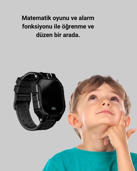 S10 Akıllı Çocuk Saati Siyah Tasarım Adımsayar ve Alarm Fonksiyonu - 5