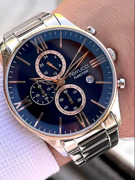 Ferrucci Çelik Kordon İç Fonksiyonları Aktif 2 Yıl Garantili Erkek Kol Saati+Bileklik F.FGG233.06 - Resim 2