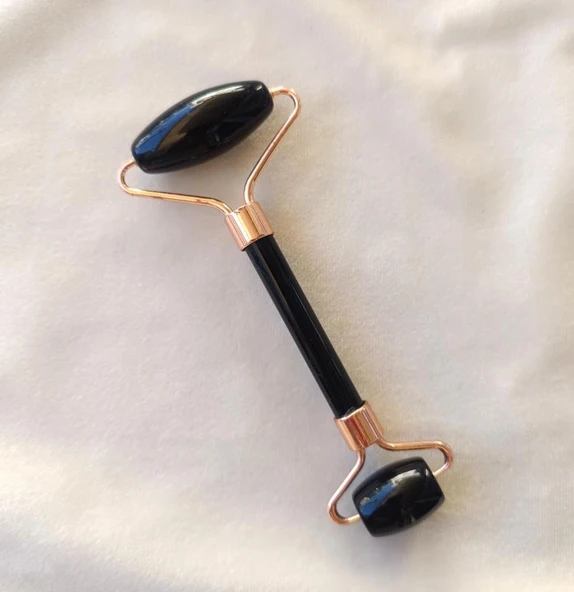 Roller Doğal Taş Siyah Oniks Yüz Masaj Aleti Roller Masaj Taşı Jade Roller - 4