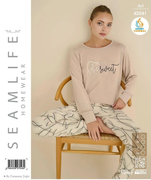Seamlife Kadın Kışlık Termal Uzun Kollu Pijama Takımı - 7
