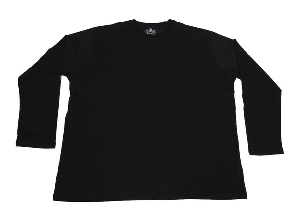 Bisiklet Yaka Battal Beden Tişört Siyah Renk - 3