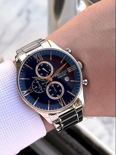 Ferrucci Çelik Kordon İç Fonksiyonları Aktif 2 Yıl Garantili Erkek Kol Saati+Bileklik F.FGG233.06 - Resim 3