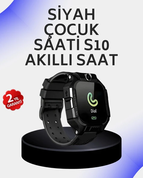 S10 Akıllı Çocuk Saati Siyah Tasarım Adımsayar ve Alarm Fonksiyonu - 1