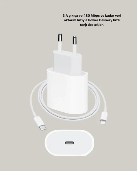 iPhone ve iPad Uyumlu 20W Güvenli USB-C Hızlı Şarj Adaptörü - Resim 4