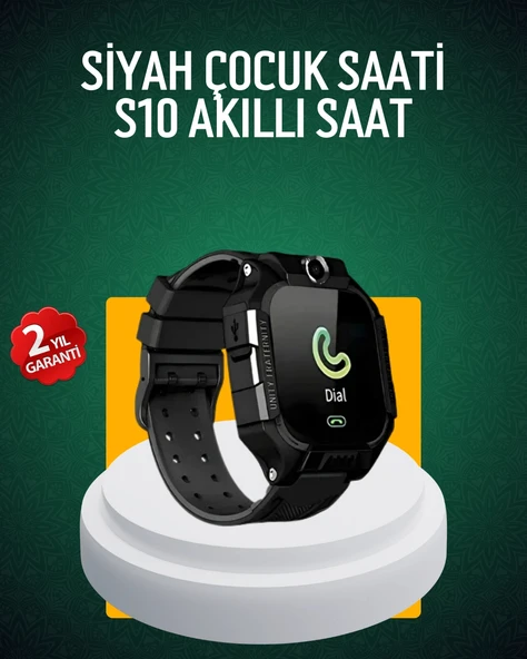 S10 Siyah Çocuk Takip Saati Güvenli Alan Uyarısı ve Sesli Mesaj - 1