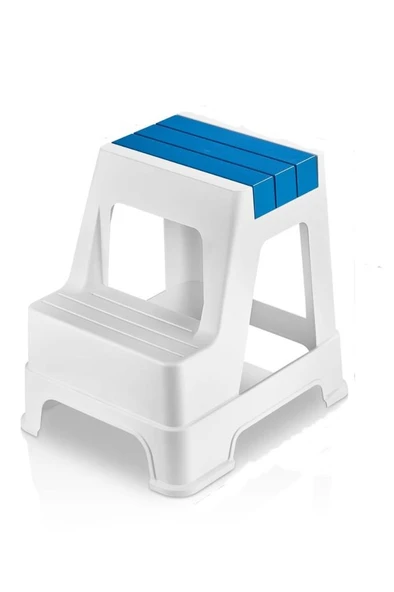 Çelik Ayna Zilkale Büyük Boy Çift Katlı Basamak Çok Amaçlı Dayanıklı Tabure Beyaz+ Mavi-254 ürün görseli