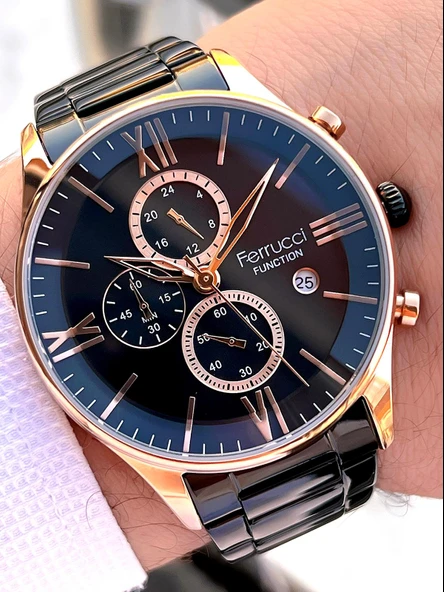 Ferrucci Çelik Kordon İç Fonksiyonları Aktif 2 Yıl Garantili Erkek Kol Saati+Bileklik F.FGG233.04 - Resim 2