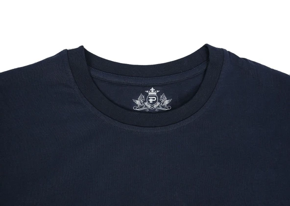 Bisiklet Yaka Battal Beden Tişört Lacivert Renk - 2