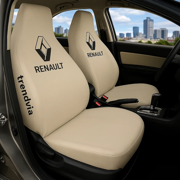 Renault Bej Renk Ön Arka Koltuk Kılıfı Penye Servis Tipi Araba Koltuk Koruyucu