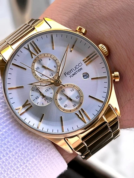 Ferrucci Çelik Kordon İç Fonksiyonları Aktif 2 Yıl Garantili Erkek Kol Saati+Bileklik F.FGG233.05 - Resim 2