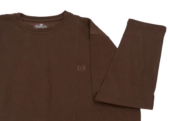 Bisiklet Yaka Battal Beden Tişört Kahve Renk - 4