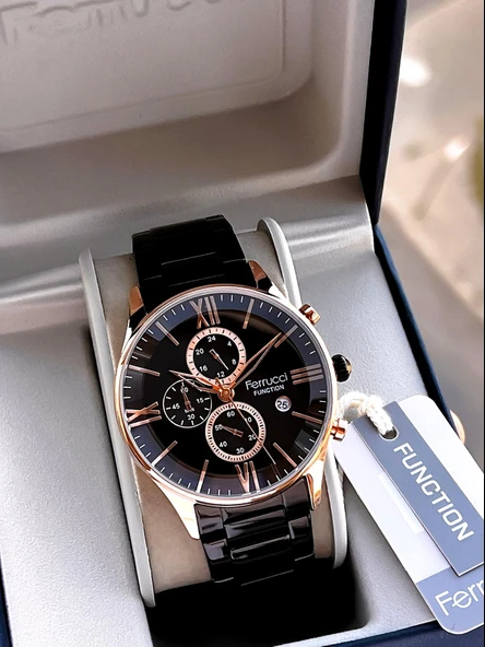Ferrucci Çelik Kordon İç Fonksiyonları Aktif 2 Yıl Garantili Erkek Kol Saati+Bileklik F.FGG233.04 - Resim 5
