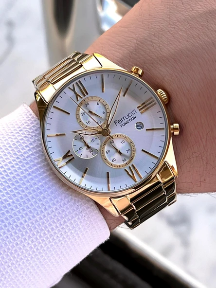 Ferrucci Çelik Kordon İç Fonksiyonları Aktif 2 Yıl Garantili Erkek Kol Saati+Bileklik F.FGG233.05 - Resim 3