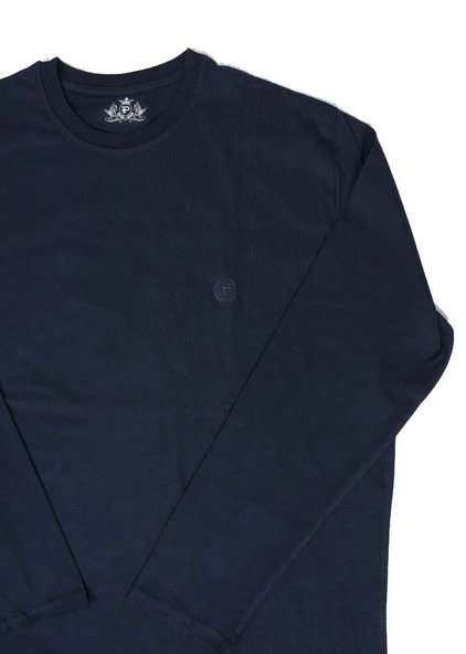 Bisiklet Yaka Battal Beden Tişört Lacivert Renk - 4