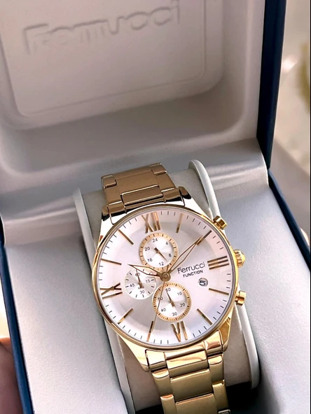 Ferrucci Çelik Kordon İç Fonksiyonları Aktif 2 Yıl Garantili Erkek Kol Saati+Bileklik F.FGG233.05 - Resim 6