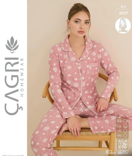 Çağrı Kadın Kışlık Süet Uzun Kollu Önü Düğmeli Pijama Takımı - 6