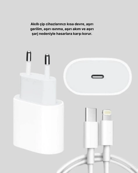 iPhone ve iPad Uyumlu 20W Güvenli USB-C Hızlı Şarj Adaptörü - Resim 3