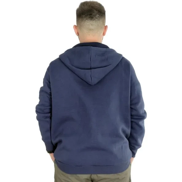Erkek Sweatshirt Kapşonlu Zippered Basic 20543 İndigo - 4