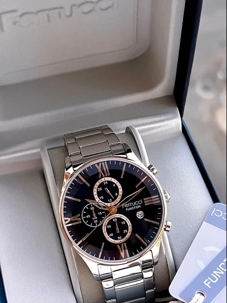 Ferrucci Çelik Kordon İç Fonksiyonları Aktif 2 Yıl Garantili Erkek Kol Saati+Bileklik F.FGG233.06 - Resim 6