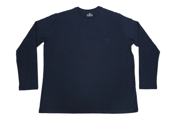 Bisiklet Yaka Battal Beden Tişört Lacivert Renk