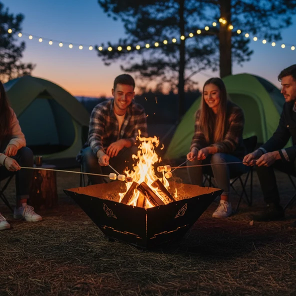 Kamp Ayısı® FireNest™: Core Ateş Çukuru Taşınabilir Ateş Çukuru Seti - 3mm Karbon Çelik, 1.5mm Paslanmaz Izgara, Çantalı - 2