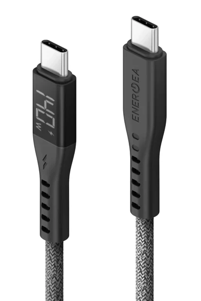 Flow 1.5M 240W Dijital Göstergeli Type-C to Type-C PD Hızlı Şarj Kablo - Siyah - Resim 2