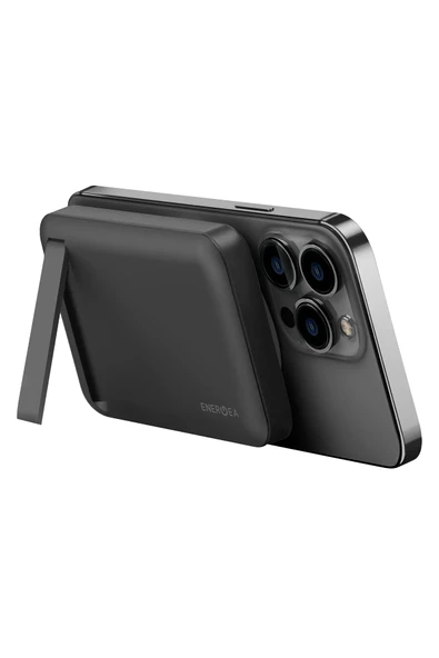 MagPac Mini 10.000 mAh 20W Type-C Kablosuz Şarj Stant Özellikli Magsafe Powerbank - Siyah - Resim 3