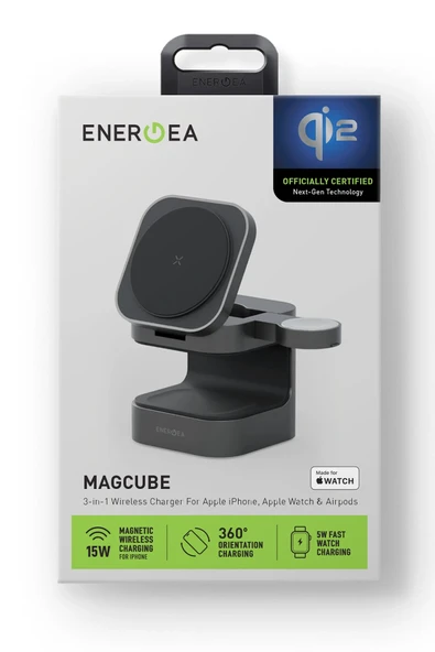 MagCube 3in1 Katlanabilir 15W Telefon Saat Airpods Masaüstü Hızlı Şarj Standı - Koyu Gri - Resim 9