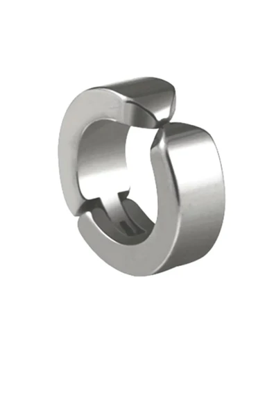 Erkek Küpesi - 1 Adet Çelik Kıstırmalı Küpe Paslanmaz Atmaz Çelik Gümüş Renk Küpe ürün görseli