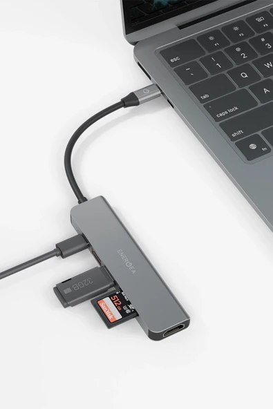 AluHub HD3 60W Type-C PD Şarj Destekli 6in1 4K Hub Dönüştürücü - Koyu Gri - Resim 4