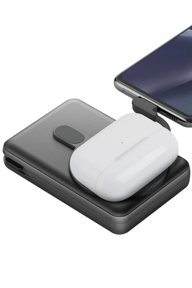 MagPac Pro Plus 10.000 mAh  20W Type-C 20W Type-C Kablo ve 15W Kablosuz Şarj Hızlı Şarj Magsafe Powerbank - Resim 5