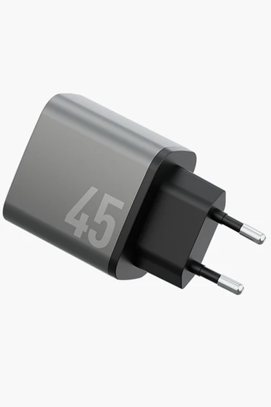 AmpCharger GaN45 2 Adet 45W Type-C Çıkışlı Hızlı Şarj Aleti - Koyu Gri - Resim 4