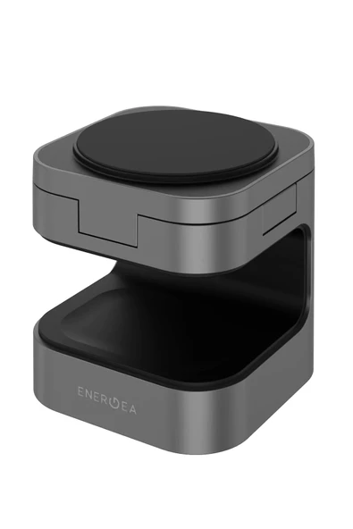 MagCube 3in1 Katlanabilir 15W Telefon Saat Airpods Masaüstü Hızlı Şarj Standı - Koyu Gri - Resim 5