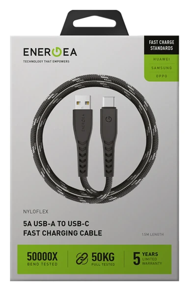 NyloFlex USB 2.0 1.5M 5A USB to Type-C Hızlı Şarj Kablo - Siyah - Resim 5