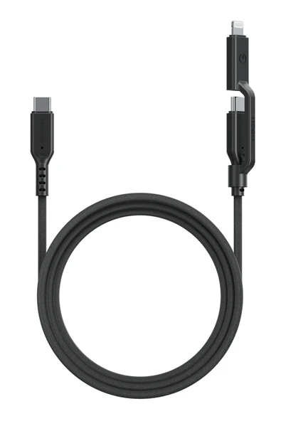 Flow Duo 2in1 1.5M 240W Type-C to Type-C ve Lightning PD Hızlı Şarj Kablo - Siyah ürün görseli