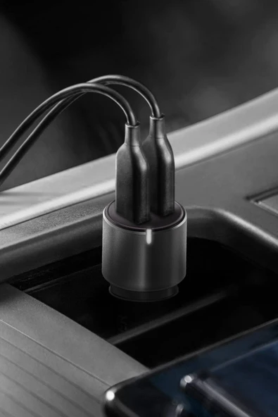 AluDrive D60 66W 2 Adet 33W Type-C Çıkışlı Alüminyum Araç İçi Şarj Aleti - Koyu Gri - Resim 6