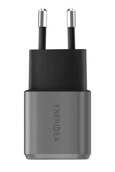 AmpCharge GaN20 20W Type-C ve 18W USB 3.0 Çıkışlı Hızlı Şarj Aleti - Koyu Gri - Resim 2