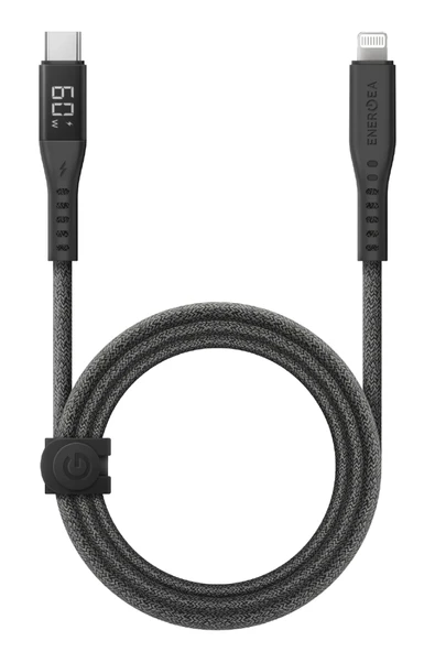 Flow 1.5M 60W Dijital Göstergeli Type-C to Lightning PD Hızlı Şarj Kablo - Siyah ürün görseli 1