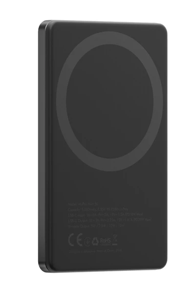 AluPac Mini 5K 5.000 mAh 20W Type-C ve 15W Kablosuz Hızlı Şarj Magsafe Powerbank - Koyu Gri - 3