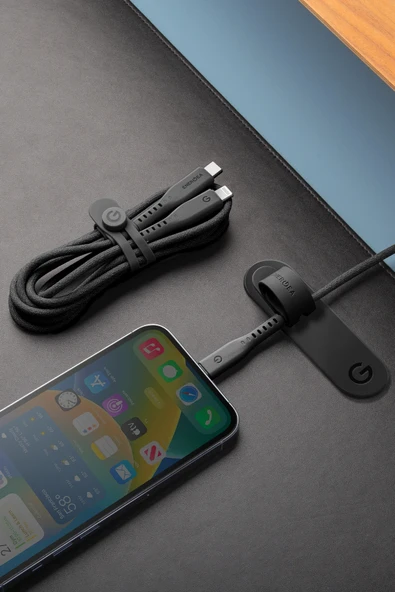 Flow 1.5M 60W Dijital Göstergeli Type-C to Lightning PD Hızlı Şarj Kablo - Siyah - Resim 6