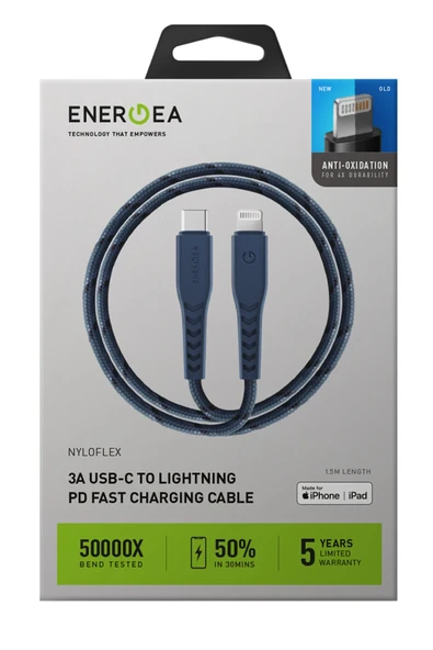 C94 NyloFlex 1.5M 100W Type-C to Lightning PD Hızlı Şarj Kablo - Kırmızı - Resim 4