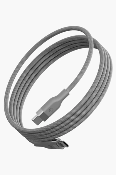 Helix 1.5M 100W Manyetik Katlanma Özellikli Type-C to Type-C PD Hızlı Şarj Kablo - Natural Grey - 1