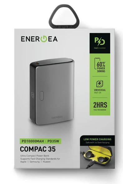 ComPac 35 10.000 mAh Dijital Göstergeli 35W Type-C 22.5W USB Çıkışlı PD Hızlı Şarj Powerbank - Koyu Gri - 5