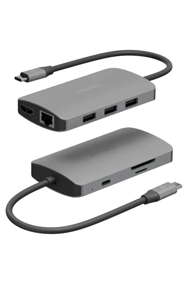 AluHub HD Pro 2 100W Type-C PD Şarj Destekli 8in1 4K Hub Dönüştürücü - Koyu Gri - Resim 2