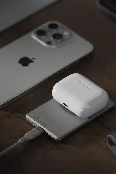 AluPac Mini 5K 5.000 mAh 20W Type-C ve 15W Kablosuz Hızlı Şarj Magsafe Powerbank - Koyu Gri - 4