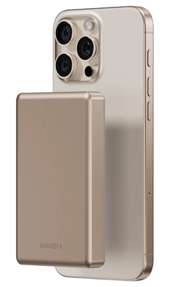 AluPac 10K 10.000 mAh 20W Type-C ve 15W Kablosuz Şarj Çıkışlı PD Hızlı Şarj Magsafe Powerbank - Gold - Resim 2