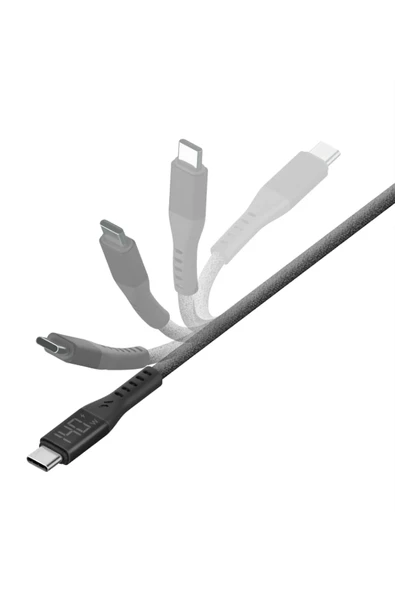 Flow 1.5M 240W Dijital Göstergeli Type-C to Type-C PD Hızlı Şarj Kablo - Siyah - Resim 3