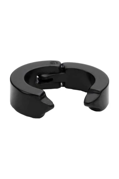 Erkek Küpesi - 1 Adet Siyah Çelik Kıstırmalı Küpe Paslanmaz Atmaz Çelik Siyah Küpe - Resim 2