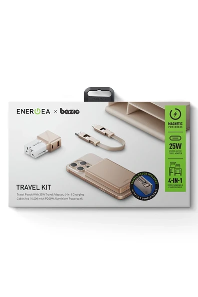 X Bazic 25W Adaptör AluPac 10.000 mAh Powerbank ve AluCable 60W USB to Lightning Kablolu Set Travel Çanta - Gold - 6