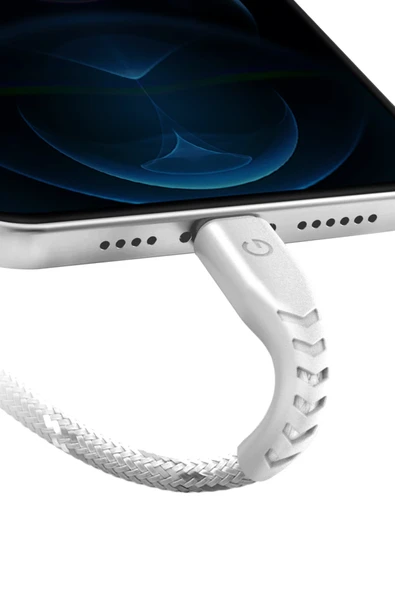 C89 NyloFlex 1.5M 3A USB to Lightning Hızlı Şarj Kablo - Beyaz - Resim 4